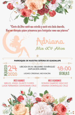 Mis XV Años Rosa Pastel Invitación Digital