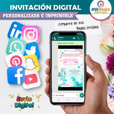 Mis XV Años de Unicornio Invitación Digital