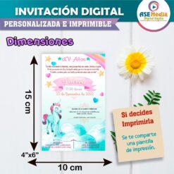 Mis XV Años de Unicornio Invitación Digital
