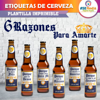 6 Razones para Amarte Etiquetas Imprimibles Cervezas Corona