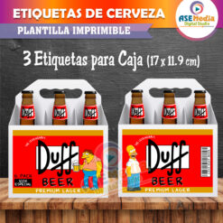 Cerveza Duff de Los Simpsons Etiquetas Imprimibles