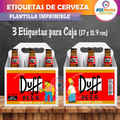 Cerveza Duff de Los Simpsons Etiquetas Imprimibles