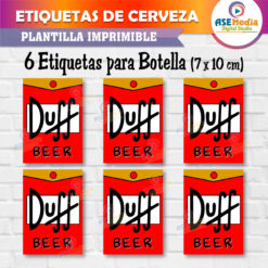 Cerveza Duff de Los Simpsons Etiquetas Imprimibles