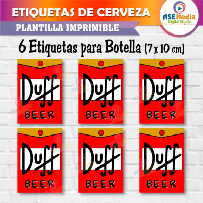 Cerveza Duff de Los Simpsons Etiquetas Imprimibles