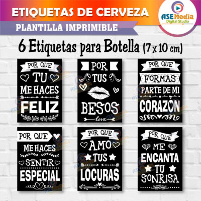Etiquetas Cervezas 6 Razones para Amarte Archivo Imprimible