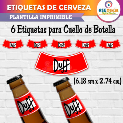 Cerveza Duff de Los Simpsons Etiquetas Imprimibles
