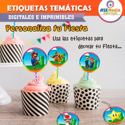 Mario Bros Etiquetas Temáticas Imprimibles para Cumpleaños - Imagen 3