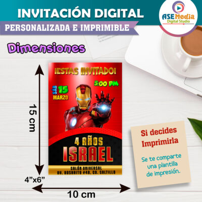 Iron Man Invitación Digital Personalizada
