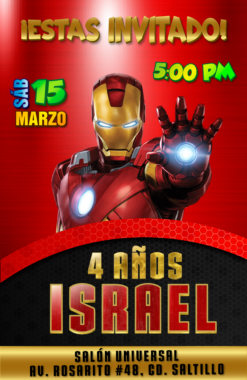 Iron Man Invitación Digital Personalizada