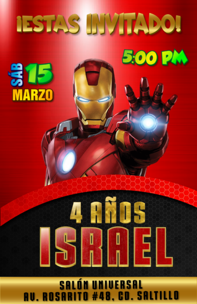 Iron Man Invitación Digital Personalizada