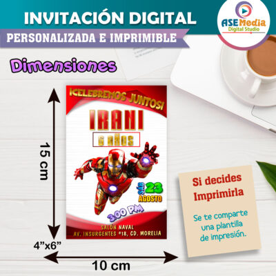 Iron Man Invitación Digital Personalizada #2