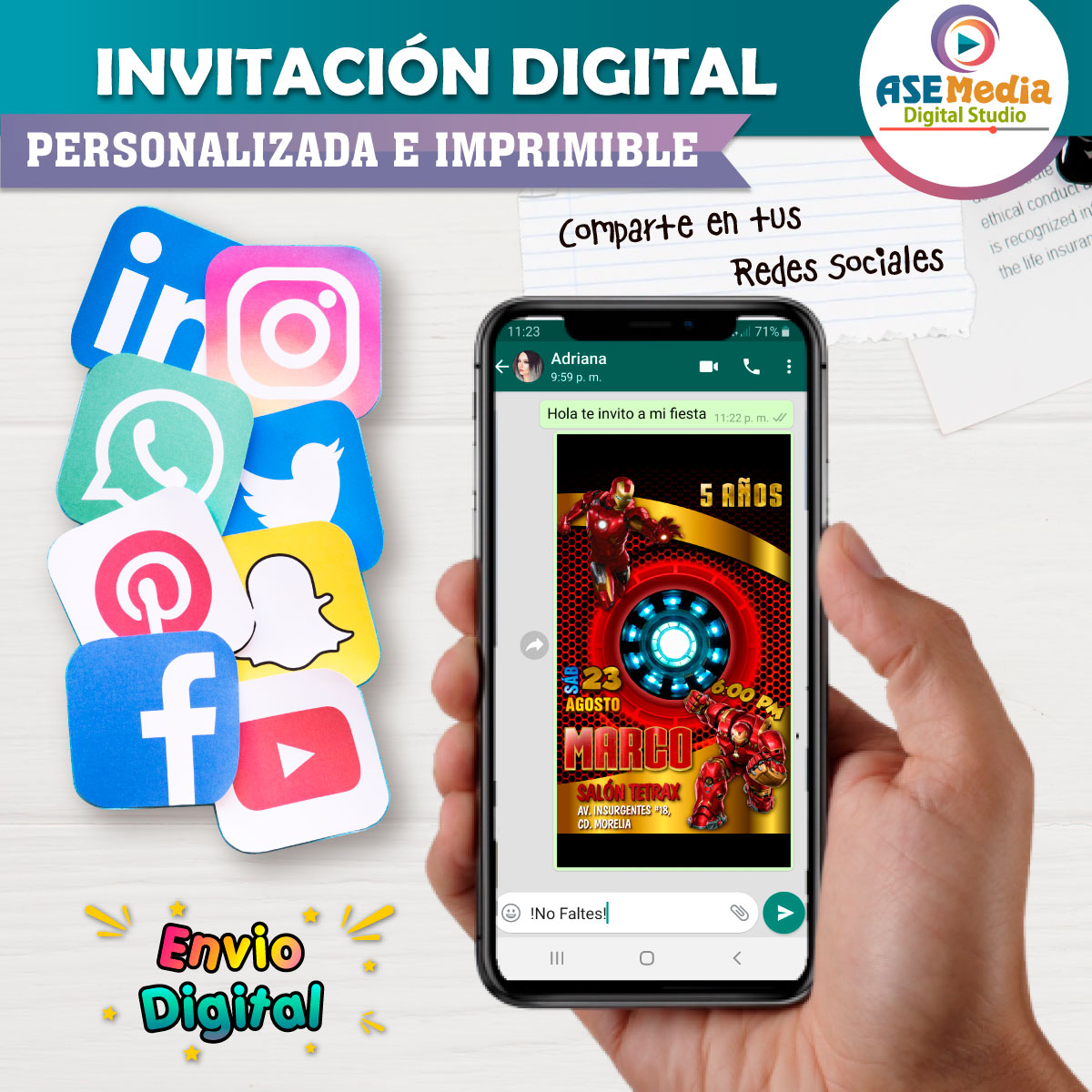Iron Man Invitación Digital Personalizada #3
