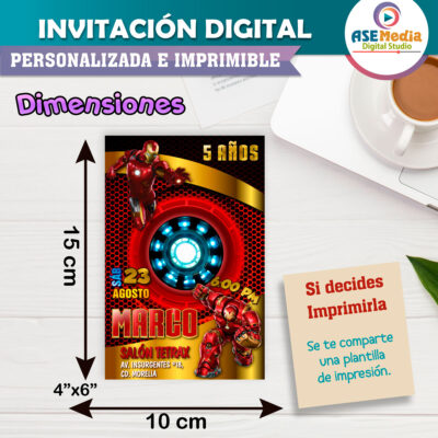 Iron Man Invitación Digital Personalizada #3
