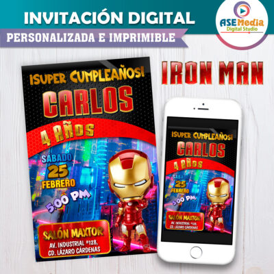 Iron Man Invitación Digital Personalizada #4
