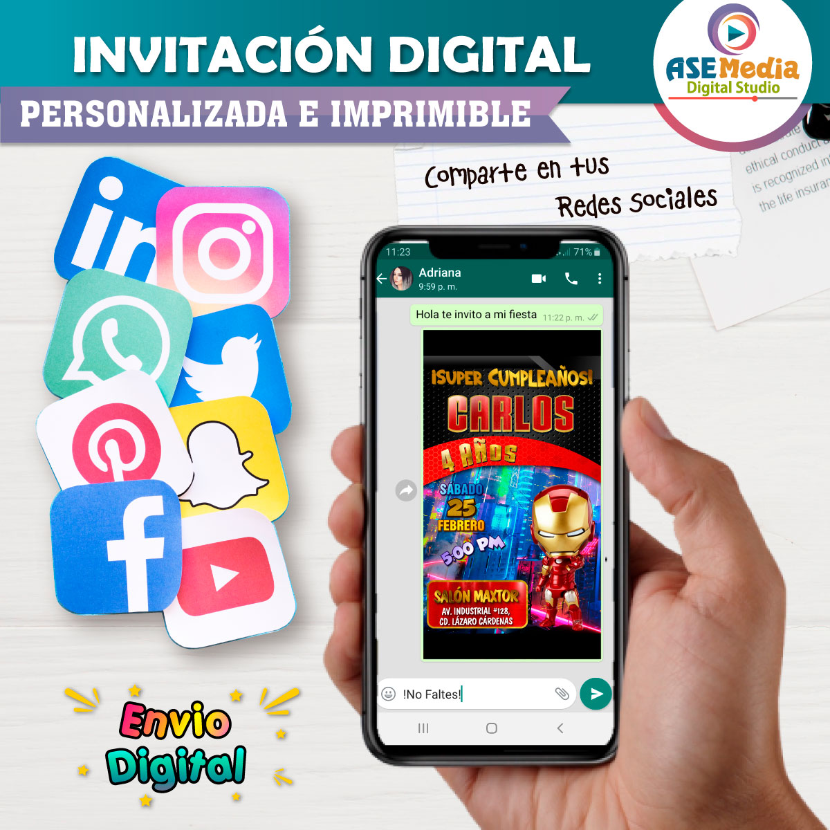 Iron Man Invitación Digital Personalizada #4