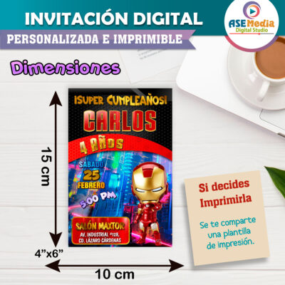 Iron Man Invitación Digital Personalizada #4