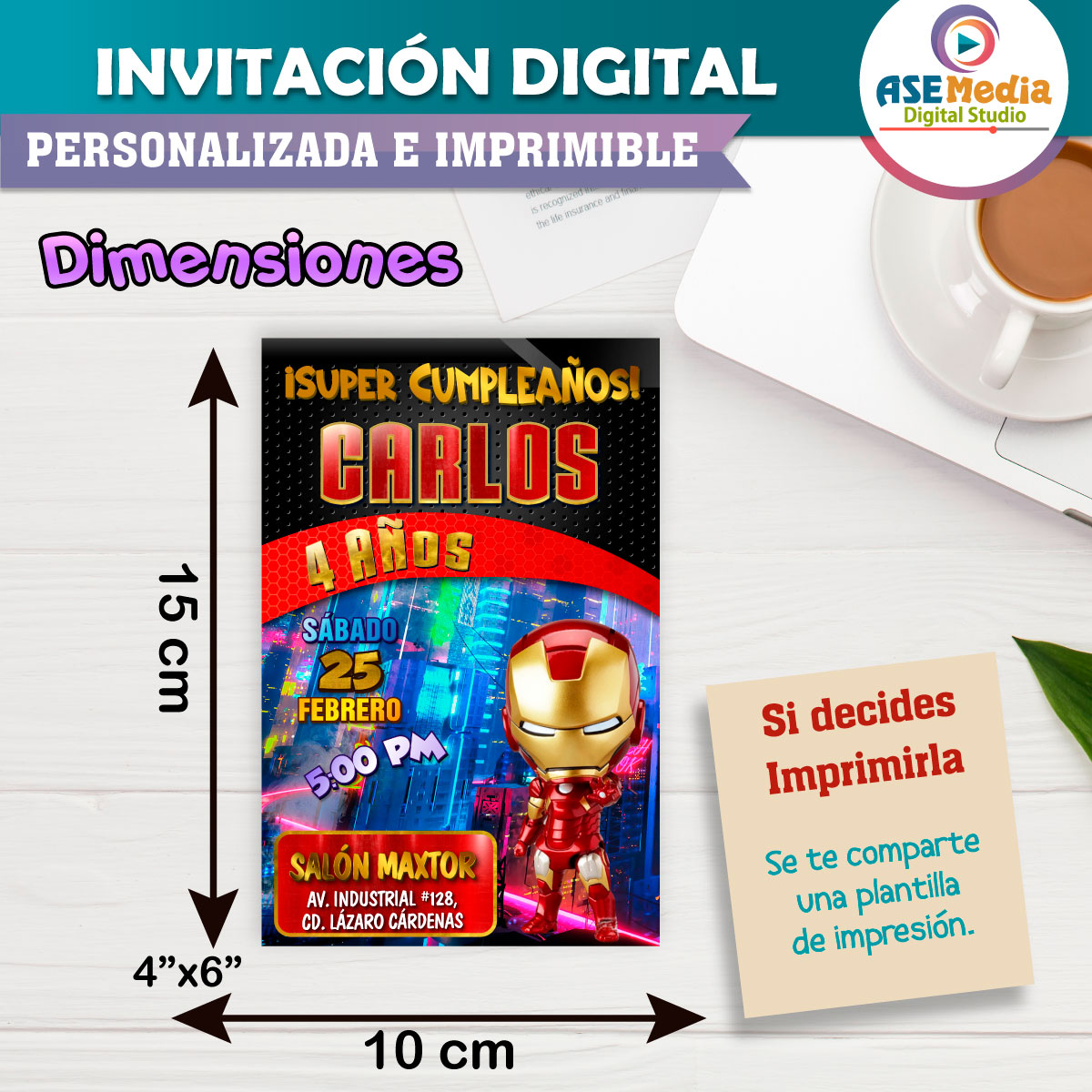 Iron Man Invitación Digital Personalizada #4