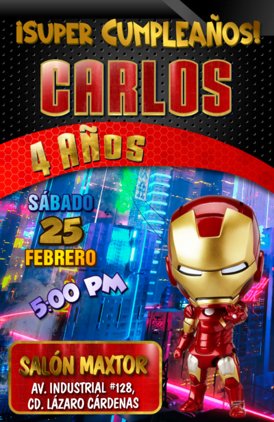 Iron Man Invitación Digital Personalizada #4