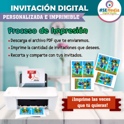 Mario Bros Invitación Digital de Cumpleaños Personalizada Mod. 02