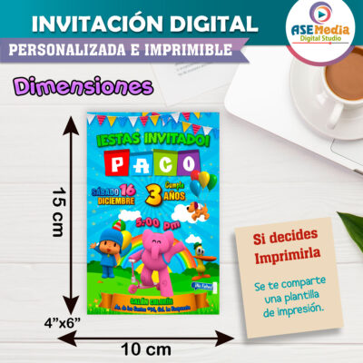 Pocoyo Invitación Digital Personalizada