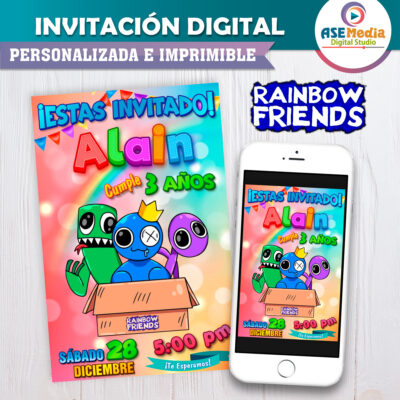 Rainbow Friends Invitación Digital para Cumpleaños