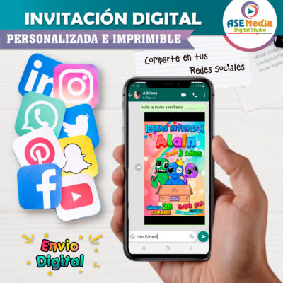 Rainbow Friends Invitación Digital para Cumpleaños