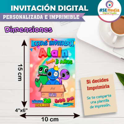 Rainbow Friends Invitación Digital para Cumpleaños