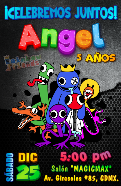 Rainbow Friends Invitación Digital Personalizada #2