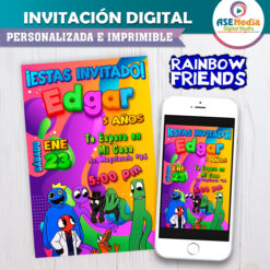 Rainbow Friends Invitación Digital De Cumpleaños Mod. 03