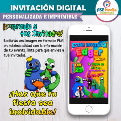 Rainbow Friends Invitación Digital De Cumpleaños Mod. 03