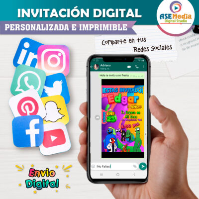 Rainbow Friends Invitación Digital De Cumpleaños Mod. 03