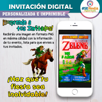 La Leyenda de Zelda Invitación Digital Personalizada