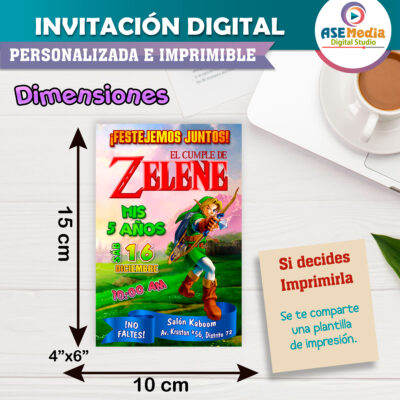 La Leyenda de Zelda Invitación Digital Personalizada