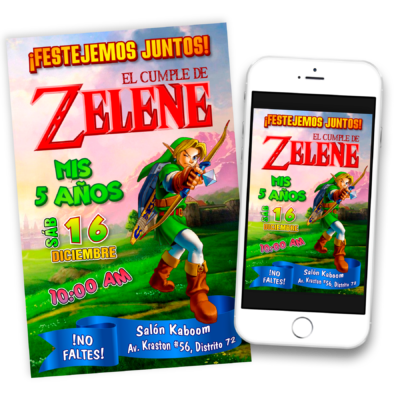 La Leyenda de Zelda Invitación Digital Personalizada