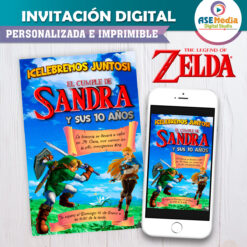 Invitación Link y Zelda Invitación Digital de Cumpleaños