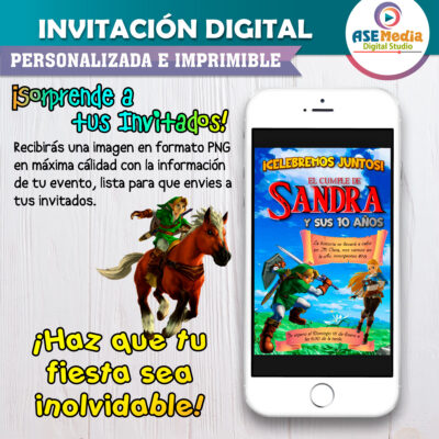 Invitación Link y Zelda Invitación Digital de Cumpleaños
