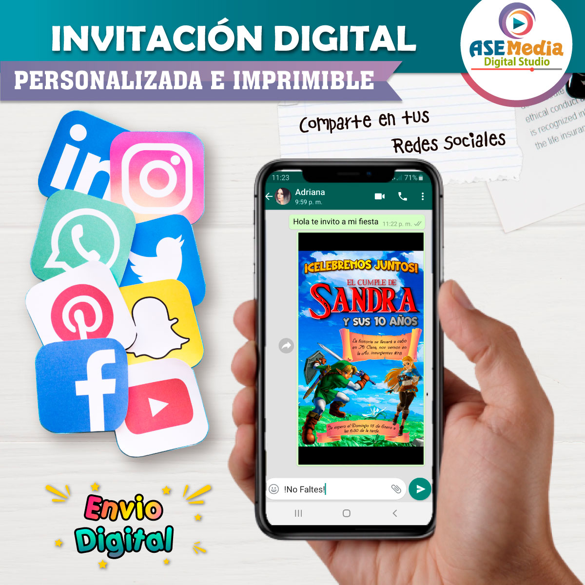 Invitación Link y Zelda Invitación Digital de Cumpleaños
