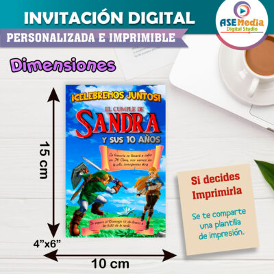 Invitación Link y Zelda Invitación Digital de Cumpleaños