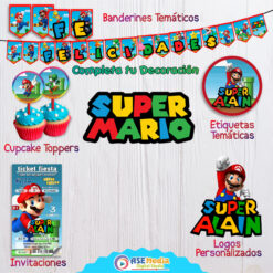 Mario Bros Logo Personalizado con Nombre para Cumpleaños