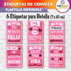Etiquetas Cervezas 6 Razones Rosas para Amarte Archivo Imprimible