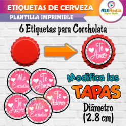Etiquetas Cervezas 6 Razones Rosas para Amarte Archivo Imprimible