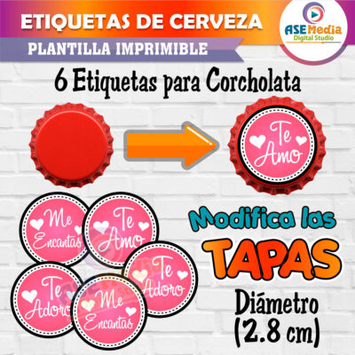 Etiquetas Cervezas 6 Razones Rosas para Amarte Archivo Imprimible