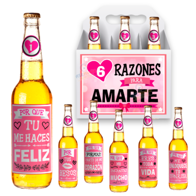 Etiquetas Cervezas 6 Razones Rosas para Amarte Archivo Imprimible