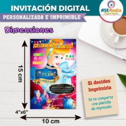 La Cenicienta Invitación Digital de Cumpleaños