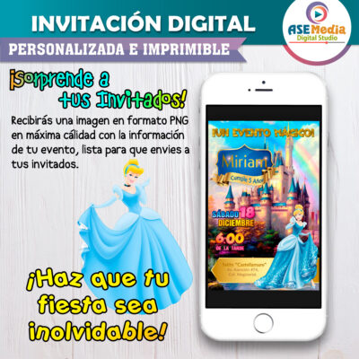 La Cenicienta Invitación Digital de Cumpleaños #3