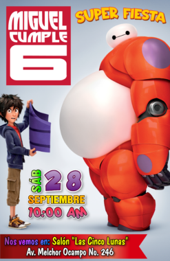 Grandes Héroes Baymax Invitación Digital Personalizada