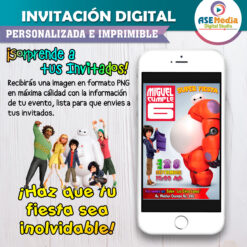 Grandes Héroes Baymax Invitación Digital Personalizada