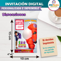 Grandes Héroes Baymax Invitación Digital Personalizada