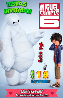 Grandes Héroes Baymax Invitación Digital Personalizada #2
