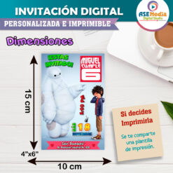 Grandes Héroes Baymax Invitación Digital Personalizada #2
